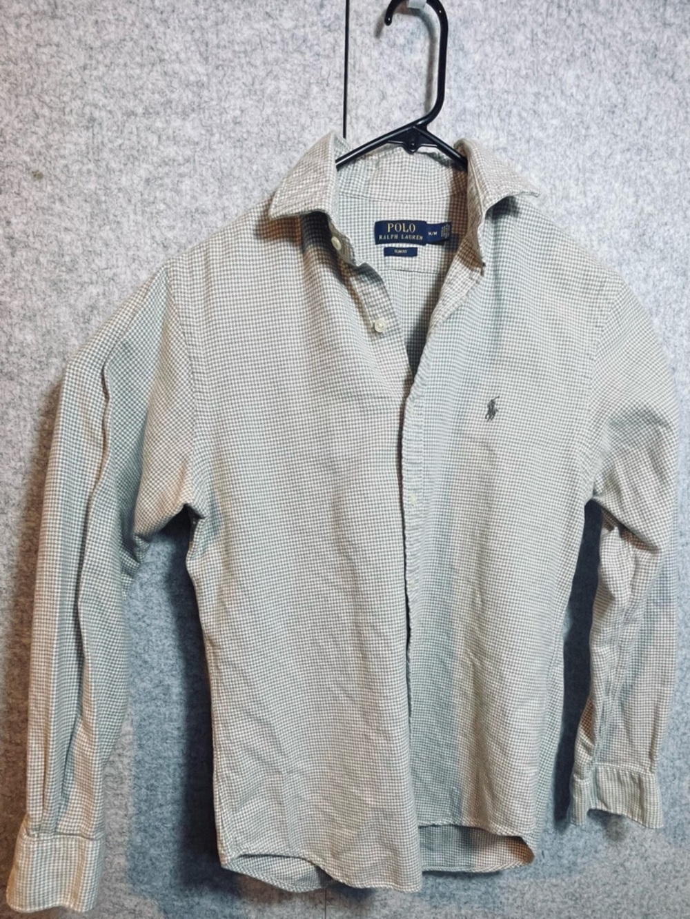 Polo Ralph Lauren Men's M Flannel shirt Slim Fit Gray White